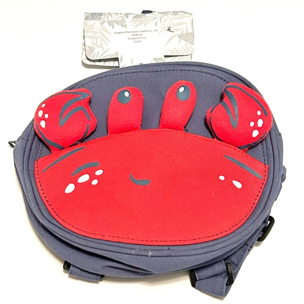 Tommy Bahama Kids Crab Design Mini Backpack Top Zip Red and Blue 8” x 7”